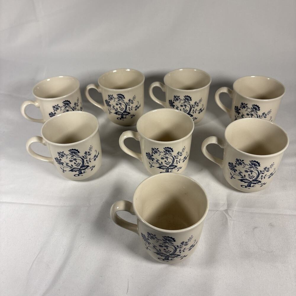 Corning Ware Blue Onion. Old Town Blue Coffee Mugs Set Of 8 Vintage Blue White U